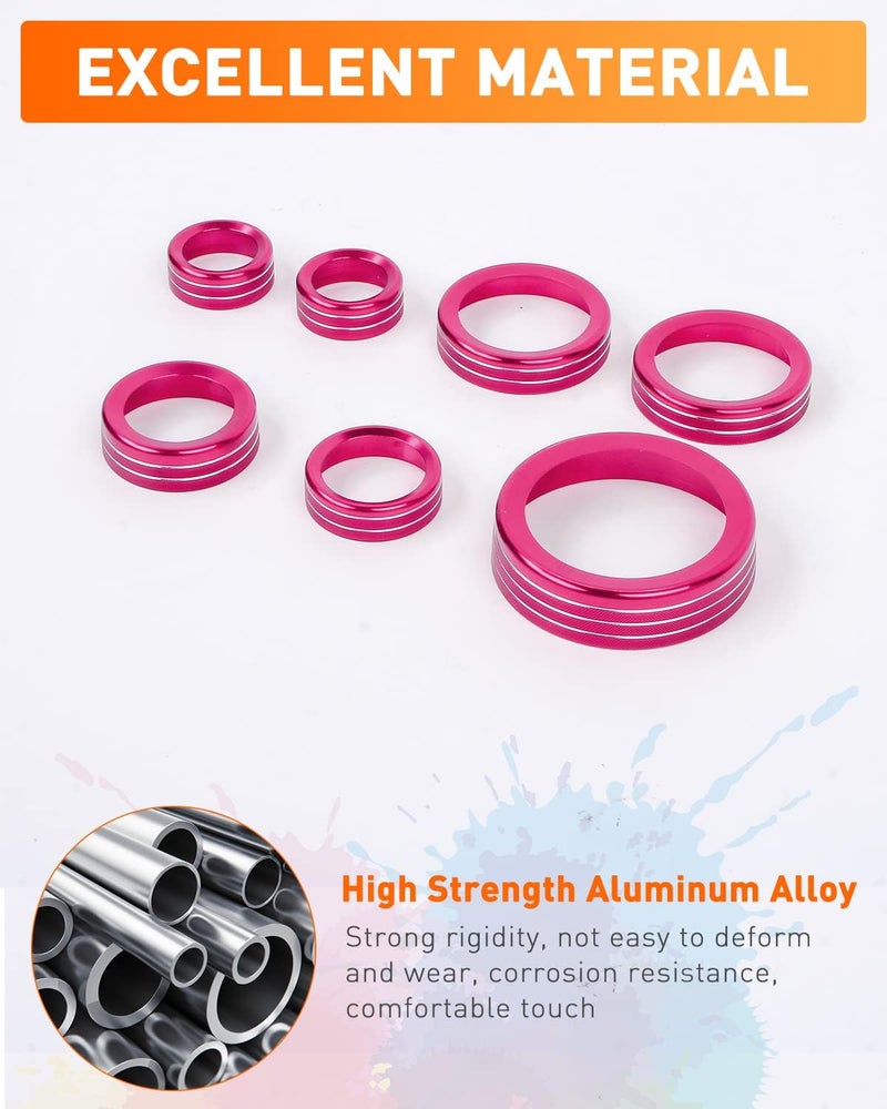 Savadicar CKT02 Billet Aluminum Control Knob Trim Sets, Headlight/4WD/HVAC Climate Control Knob Bezels, Air Conditioner/Radio Switch Cover for 2021-2025 Ford Bronco Sport, Interior Accessories, Pink - Image 3